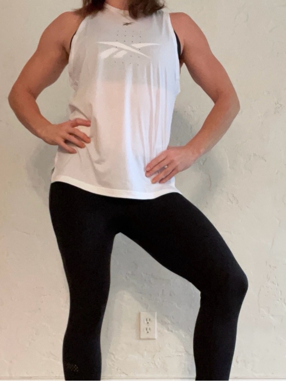 Reebok Women’s White Athletic Tank with Laser Venting